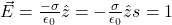 \vec{E}=\frac{-\sigma}{\epsilon_0}\hat{z}=-\frac{\sigma}{\epsilon_0}\hat{z}&s=1